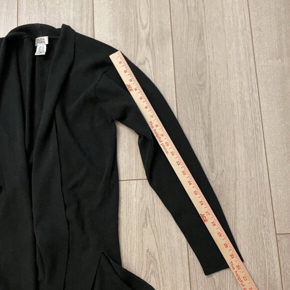 Eileen Fisher Women Wool Knit Cardigan Sweater Open Front Side Slit GREEN Medium - Picture 9 of 10